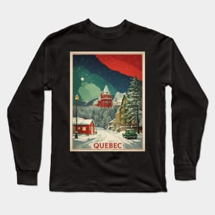 Quebec Canada Starry Night Vintage Poster Tourism Long Sleeve T-Shirt